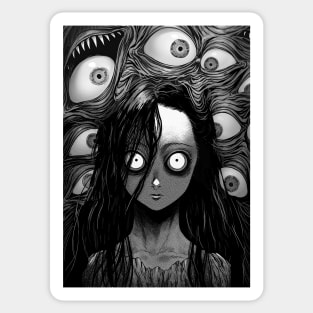 Creepy manga horror - Scary Ghost halloween Haunted Sticker